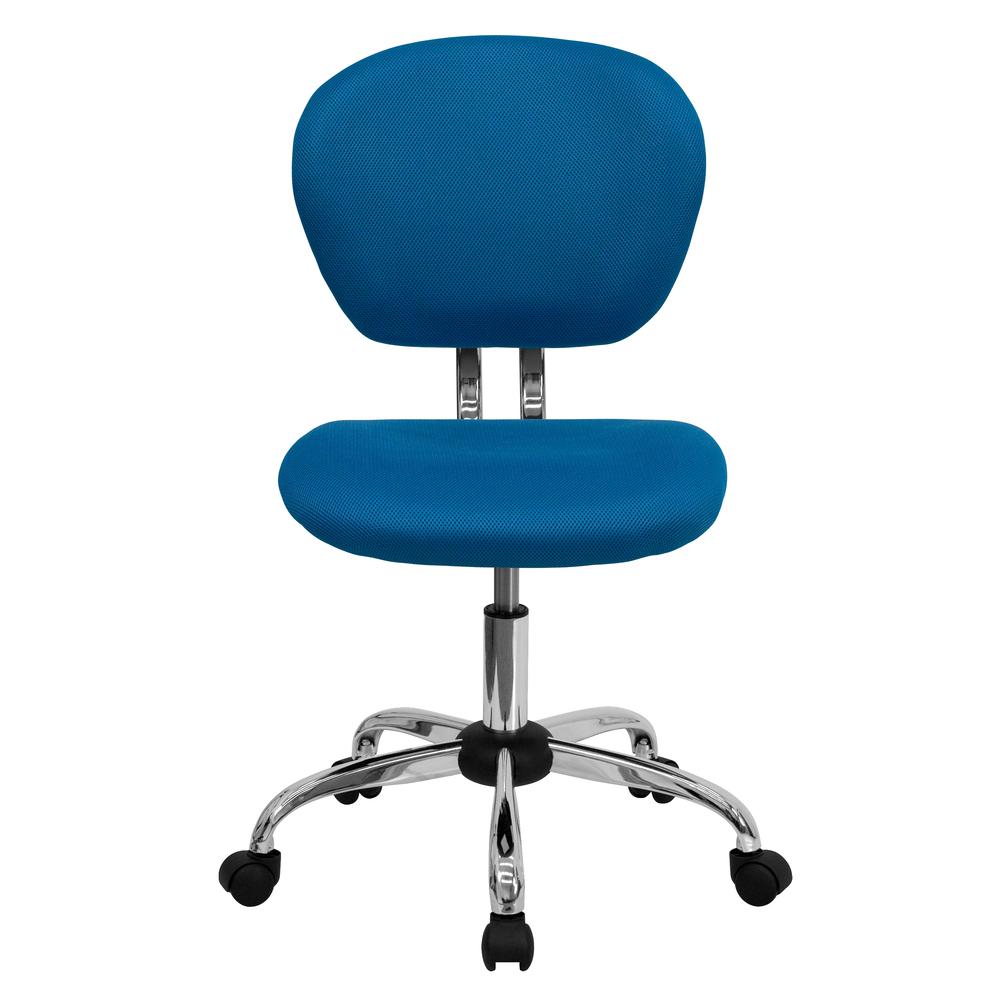 Mid-Back Turquoise Mesh Padded Swivel Task Office Chair with Chrome Base. Picture 5
