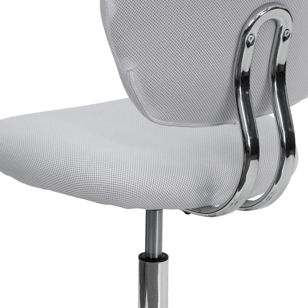 Mid-Back White Mesh Padded Swivel Task Office Chair with Chrome Base. Picture 8