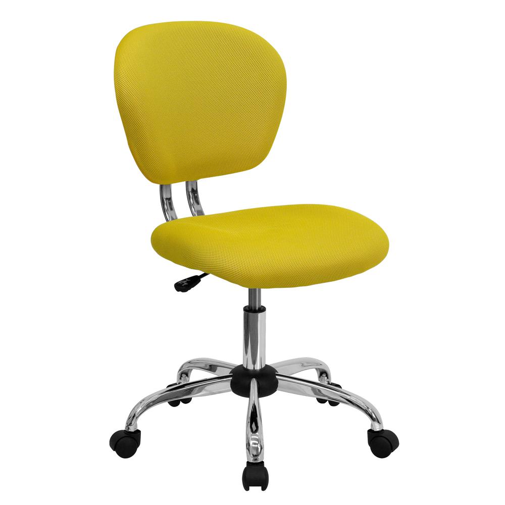 Mid-Back Yellow Mesh Padded Swivel Task Office Chair with Chrome Base. Picture 1
