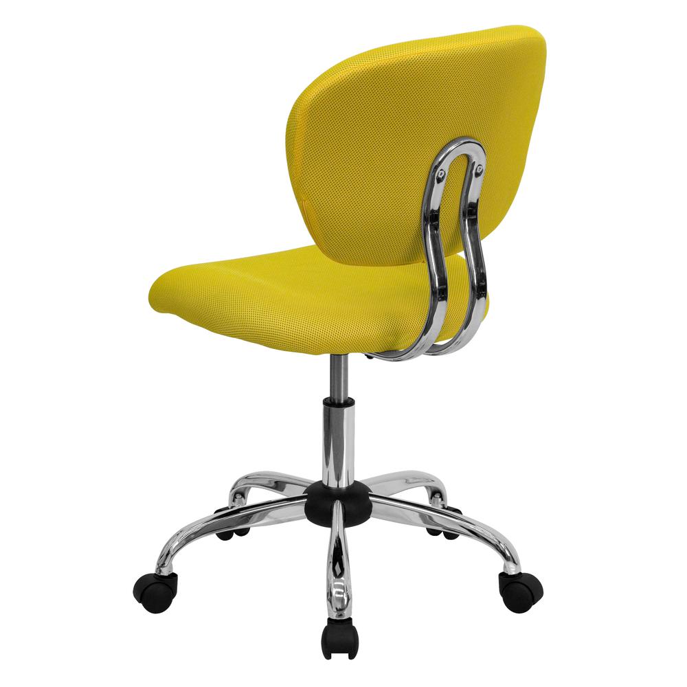 Mid-Back Yellow Mesh Padded Swivel Task Office Chair with Chrome Base. Picture 4