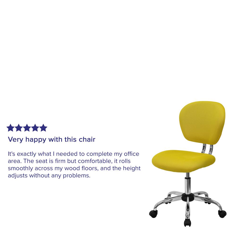 Mid-Back Yellow Mesh Padded Swivel Task Office Chair with Chrome Base. Picture 6