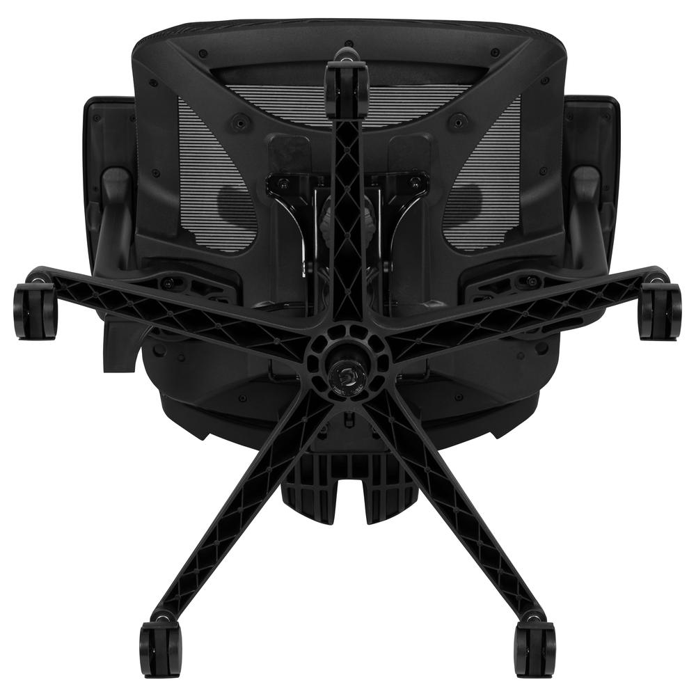 Ergonomic Mesh Office Chair with Synchro-Tilt, Pivot Adjustable Headrest, Lumbar Support, Coat Hanger and Adjustable Arms in Black. Picture 10
