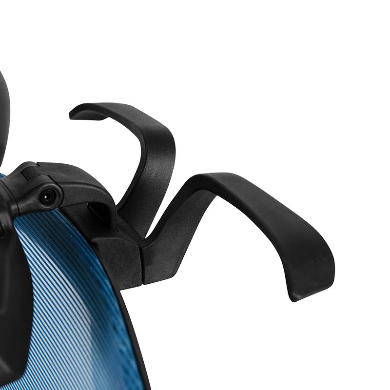Ergonomic Mesh Office Chair with Synchro-Tilt, Pivot Adjustable Headrest, Lumbar Support, Coat Hanger & Adjustable Arms-Blue/Black. Picture 4
