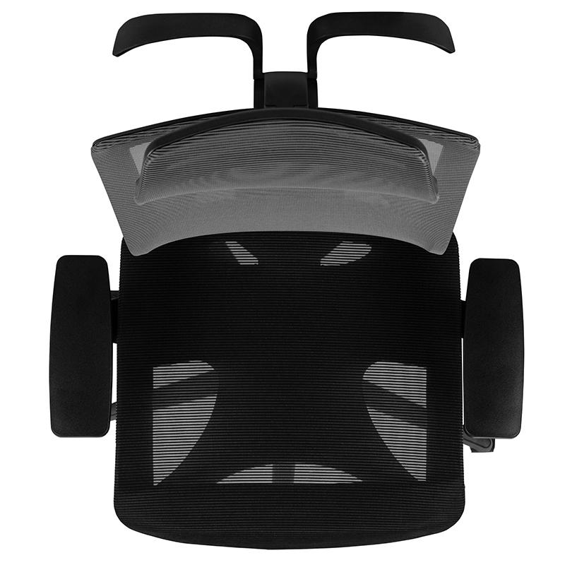 Ergonomic Mesh Office Chair with Synchro-Tilt, Pivot Adjustable Headrest, Lumbar Support, Coat Hanger & Adjustable Arms-Gray/Black. Picture 5
