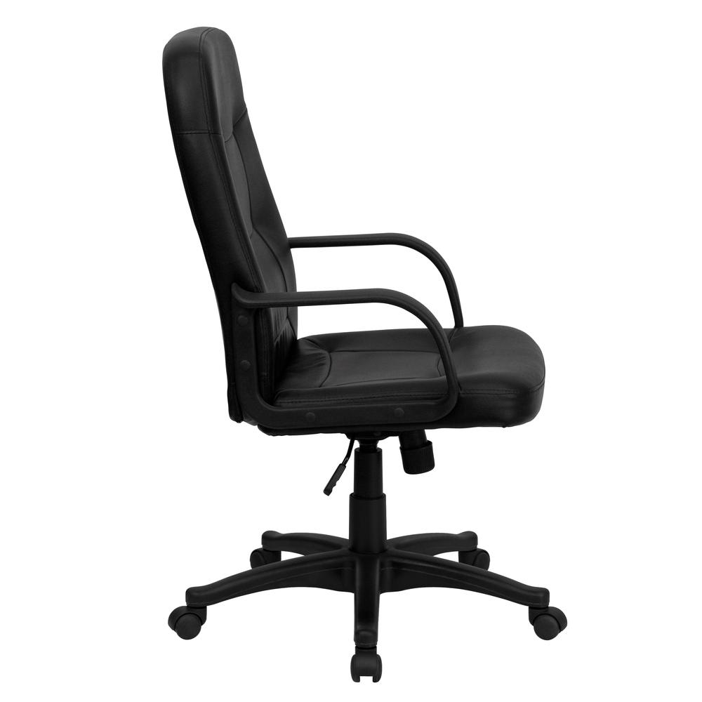 High Back Black Glove Vinyl Executive Swivel Office Chair with Arms. Picture 3