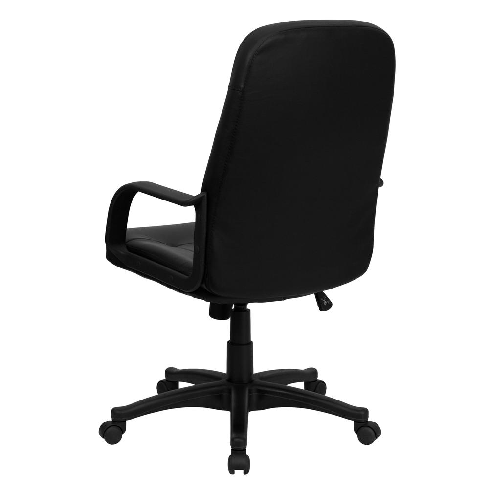 High Back Black Glove Vinyl Executive Swivel Office Chair with Arms. Picture 4