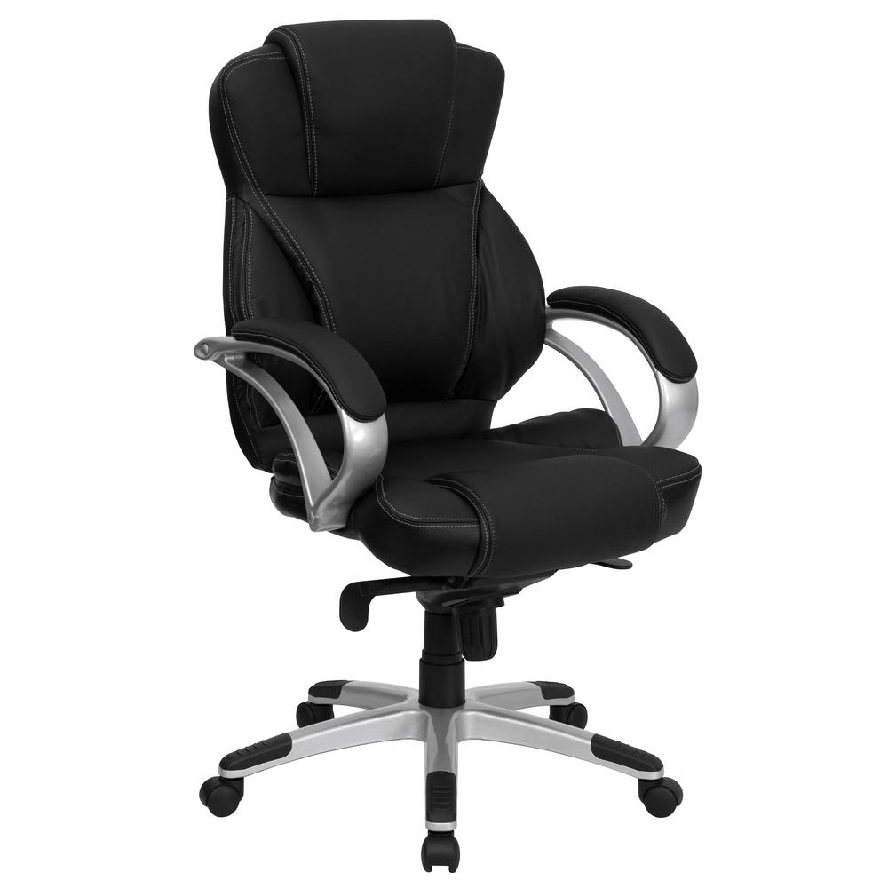 High Back Black LeatherSoft Contemporary Executive Swivel Ergonomic Office Chair. The main picture.