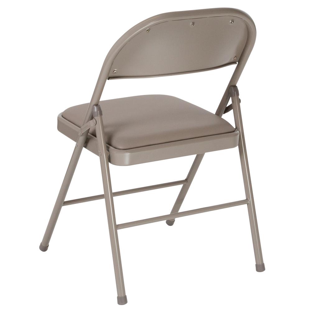 HERCULES Series Double Braced Gray Vinyl Folding Chair. Picture 4
