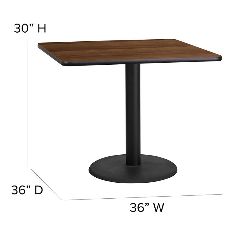 36'' Square Natural Laminate Table Set with X-Base and 4 Ladder Back Metal Chairs - Black Vinyl Seat. Picture 4