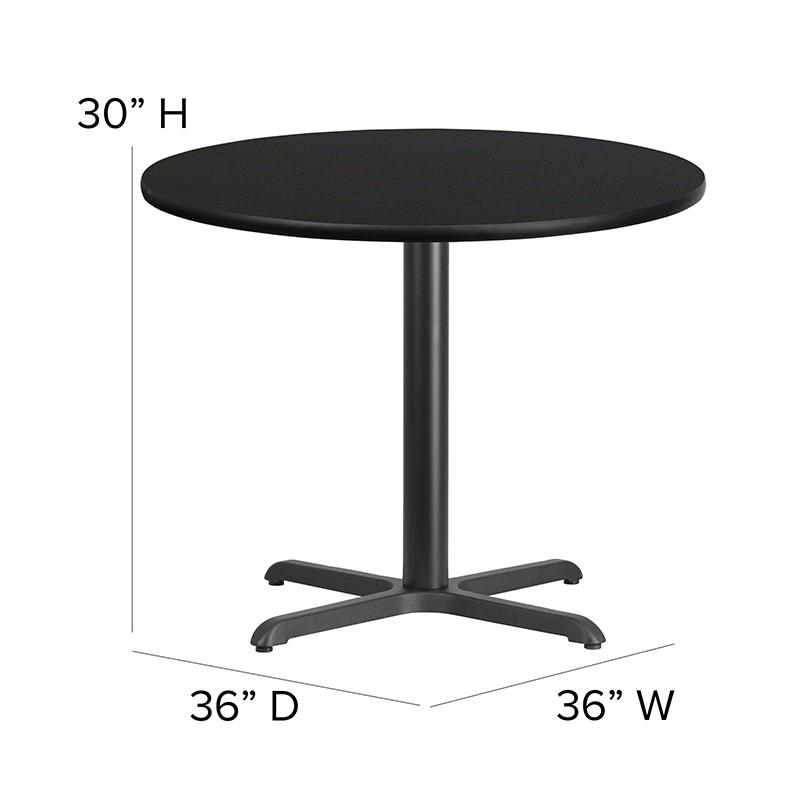 36'' Black Table Set with X-Base and 4 Metal Chairs - Black Vinyl Seat. Picture 5
