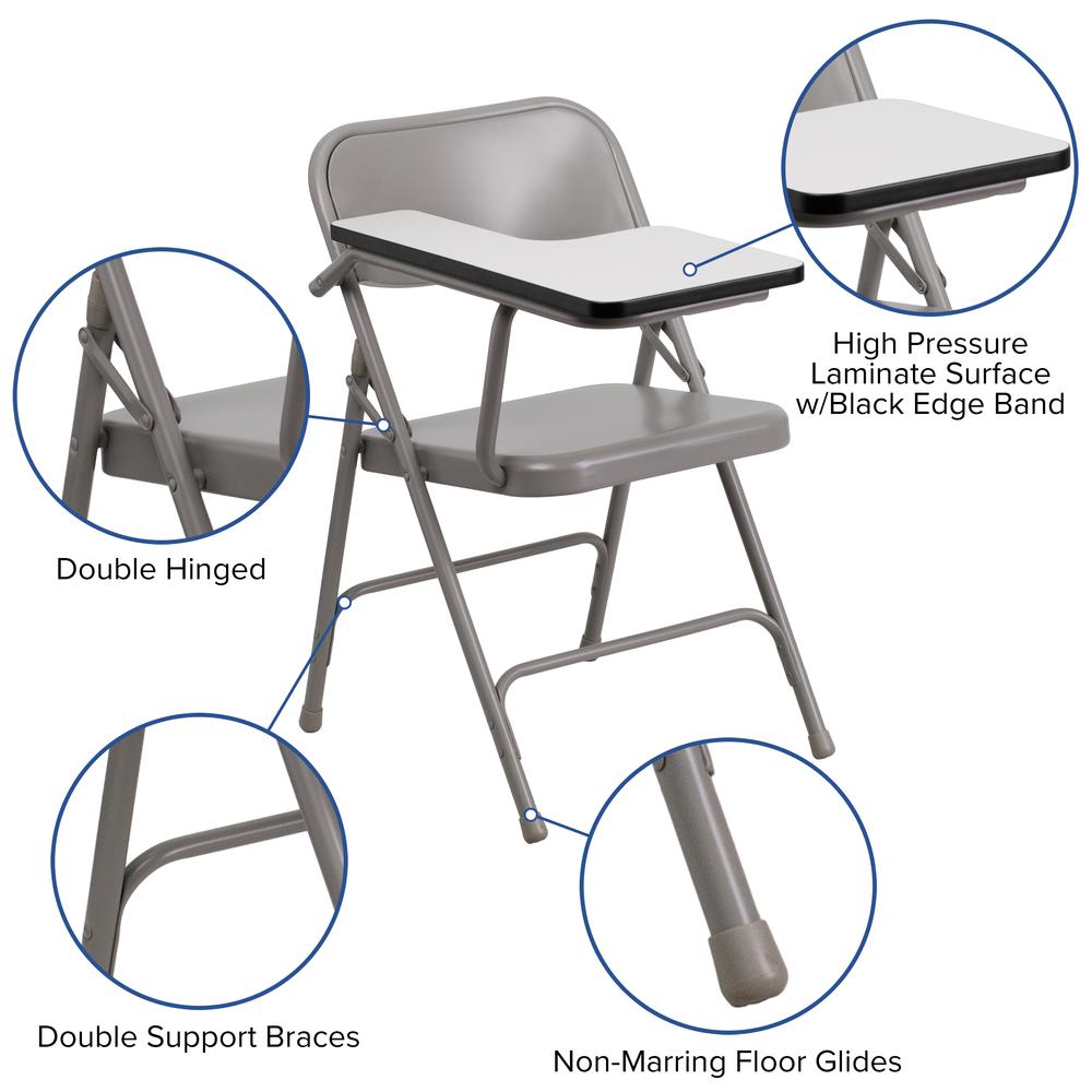 Premium Steel Folding Chair with Right Handed Tablet Arm. Picture 7