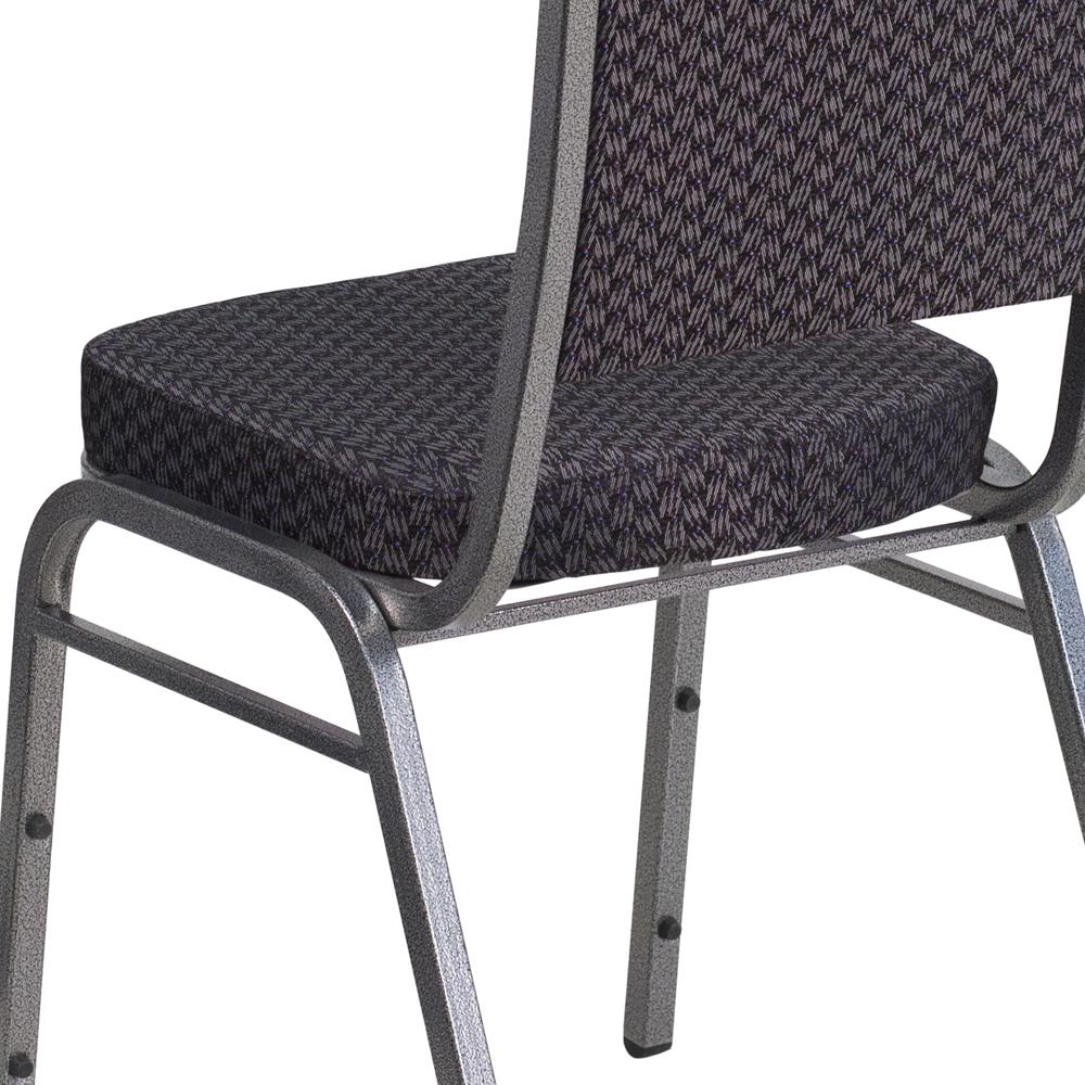 Crown Back Stacking Banquet Chair in Black Patterned Fabric - Silver Vein Frame. Picture 8