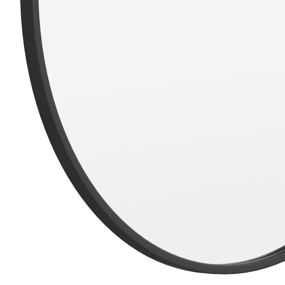 30" Round Black Metal Framed Wall Mirror. Picture 9