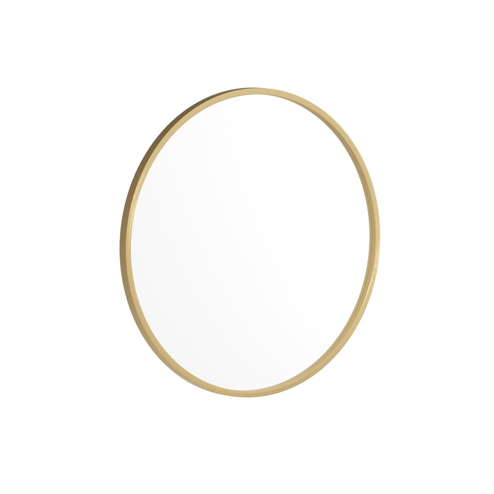 24" Round Gold Metal Framed Wall Mirror. Picture 2