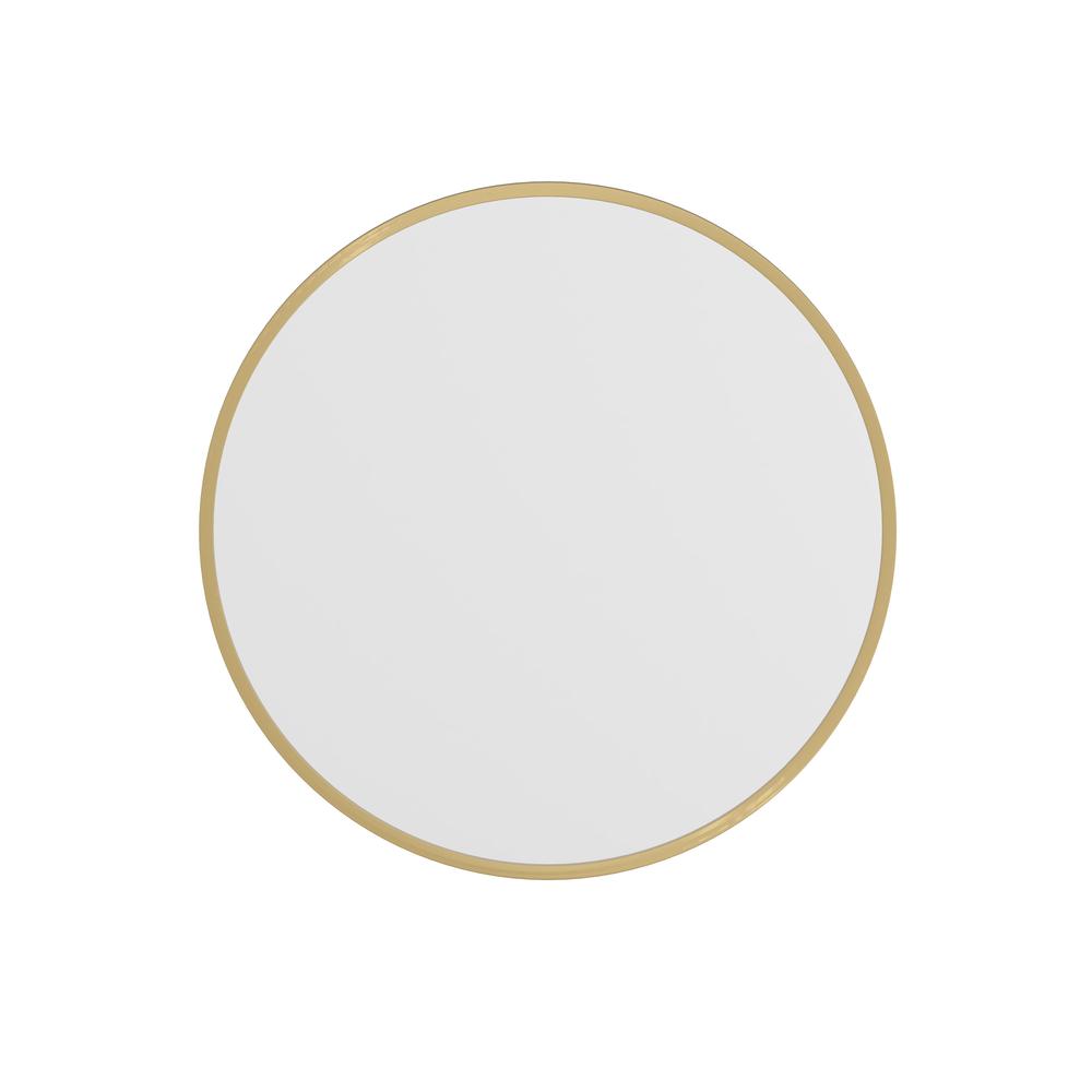 24" Round Gold Metal Framed Wall Mirror. Picture 11