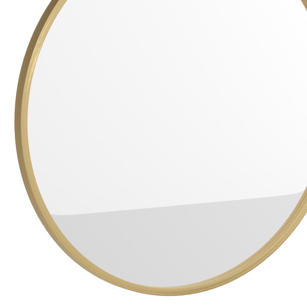 24" Round Gold Metal Framed Wall Mirror. Picture 9