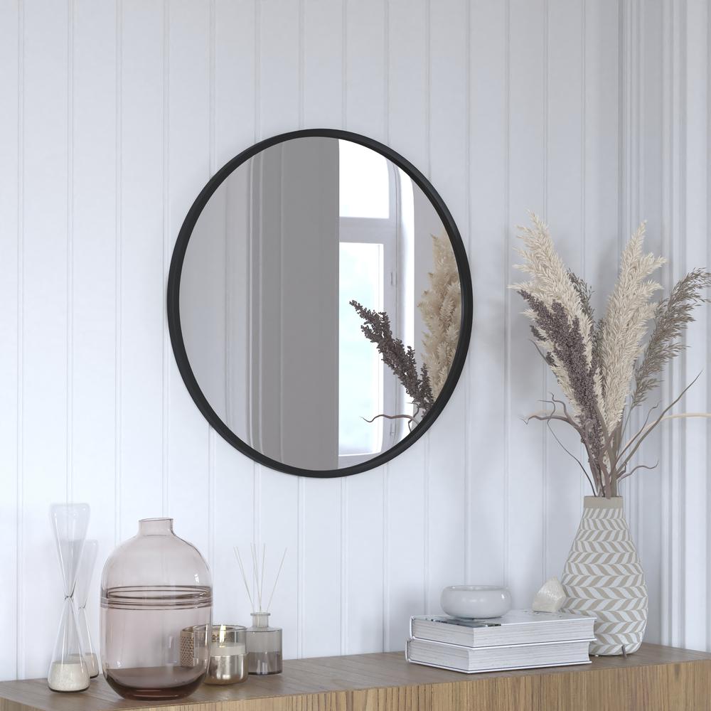 Modern 36 Inch Round Wall Mount Accent Mirror. Picture 8