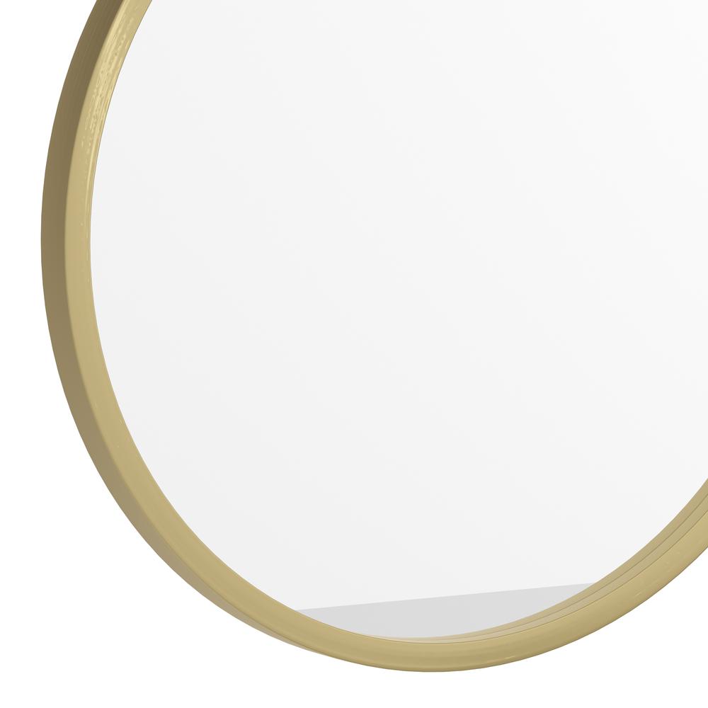 16" Round Gold Metal Framed Wall Mirror. Picture 9
