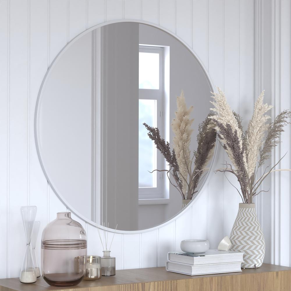 Modern 36 Inch Round Wall Mount Accent Mirror. Picture 4