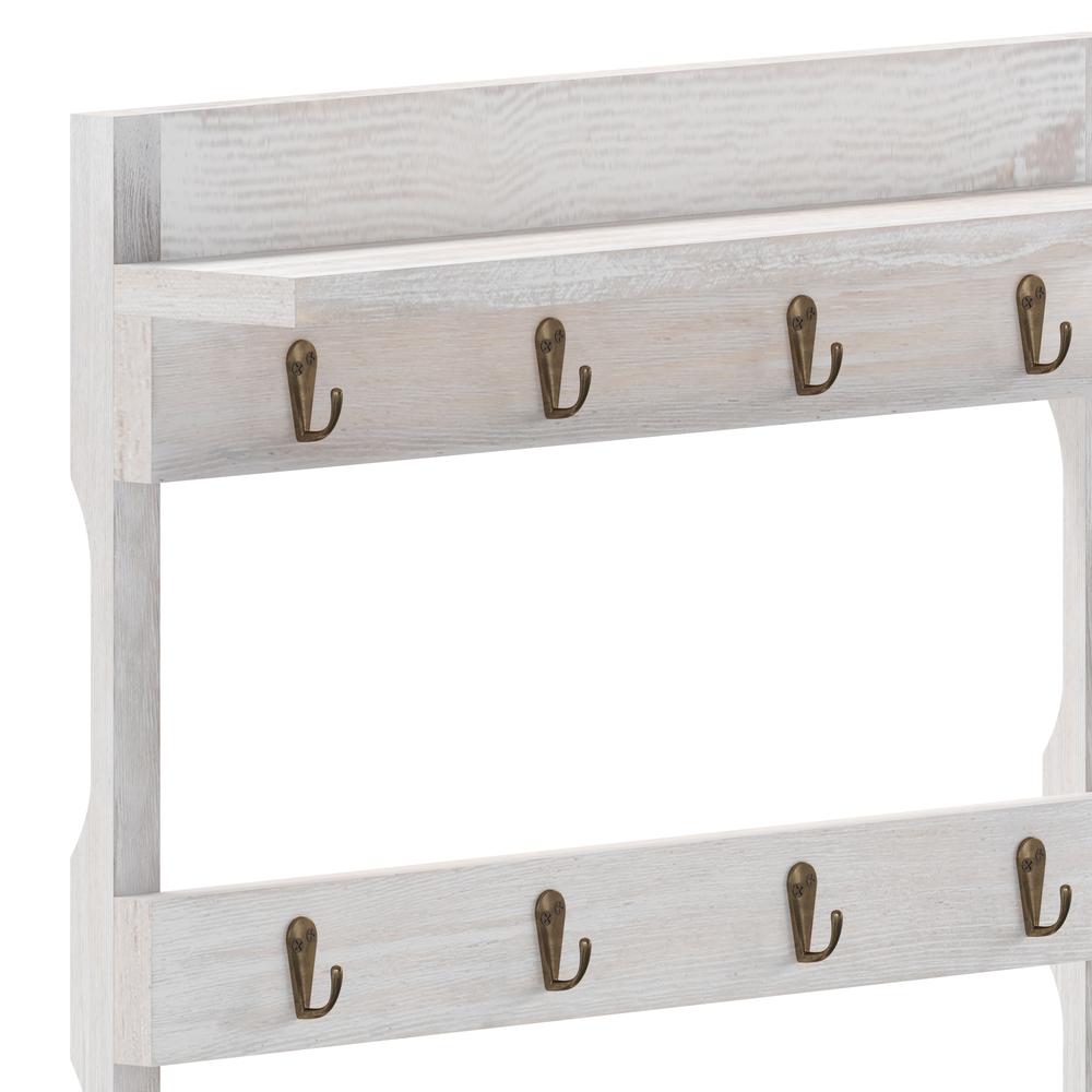 Wooden Wall Mount 12 Cup Mug Rack Organizer,  Whitewashed. Picture 9