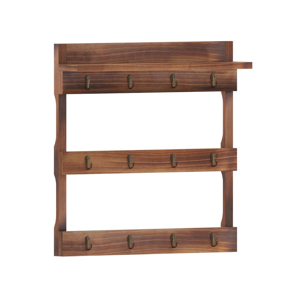 Wooden Wall Mount 12 Cup Mug Rack Organizer,  Brown. Picture 2