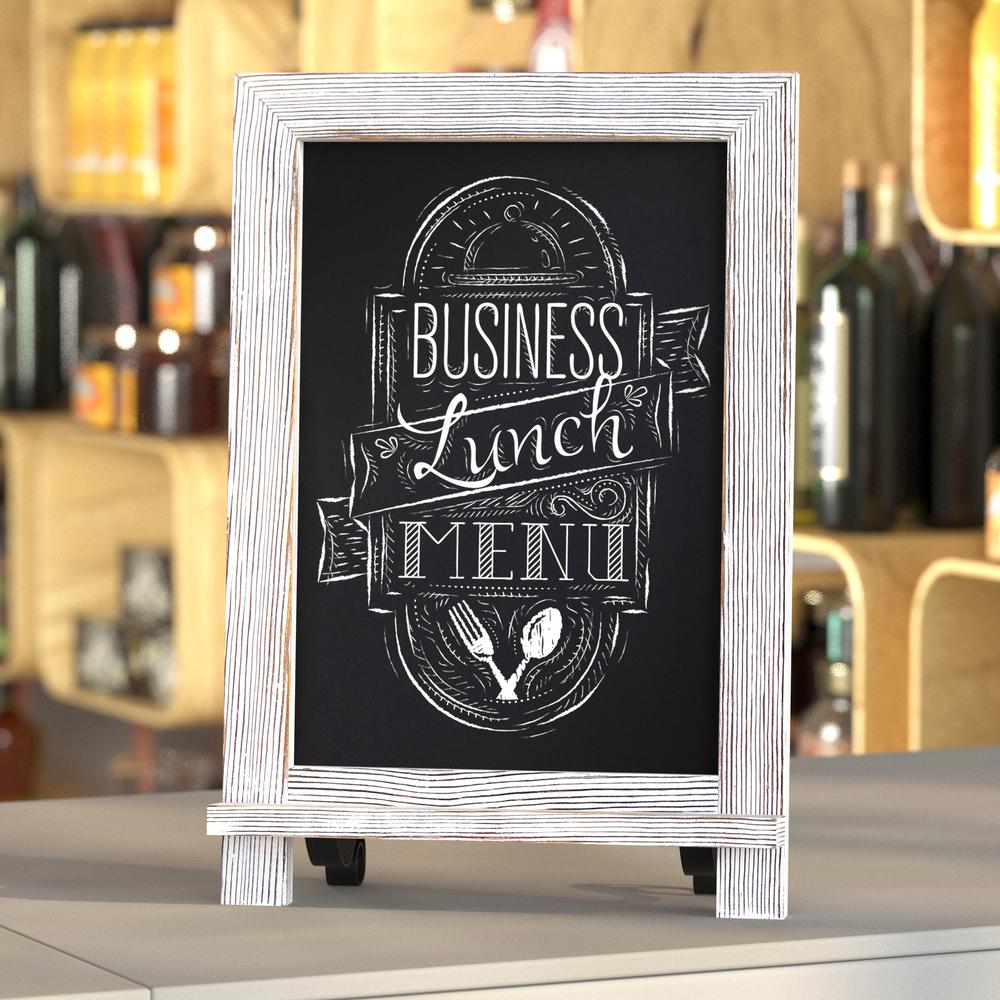 9.5" x 14" Whitewashed Tabletop Magnetic Chalkboard Sign. Picture 1