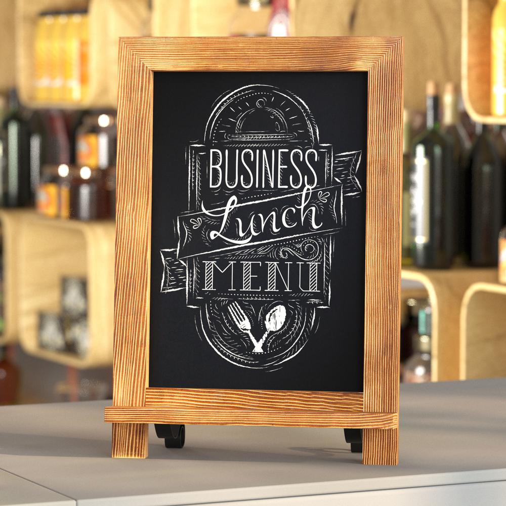 9.5" x 14" Torched Wood Tabletop Magnetic Chalkboard Sign. Picture 1