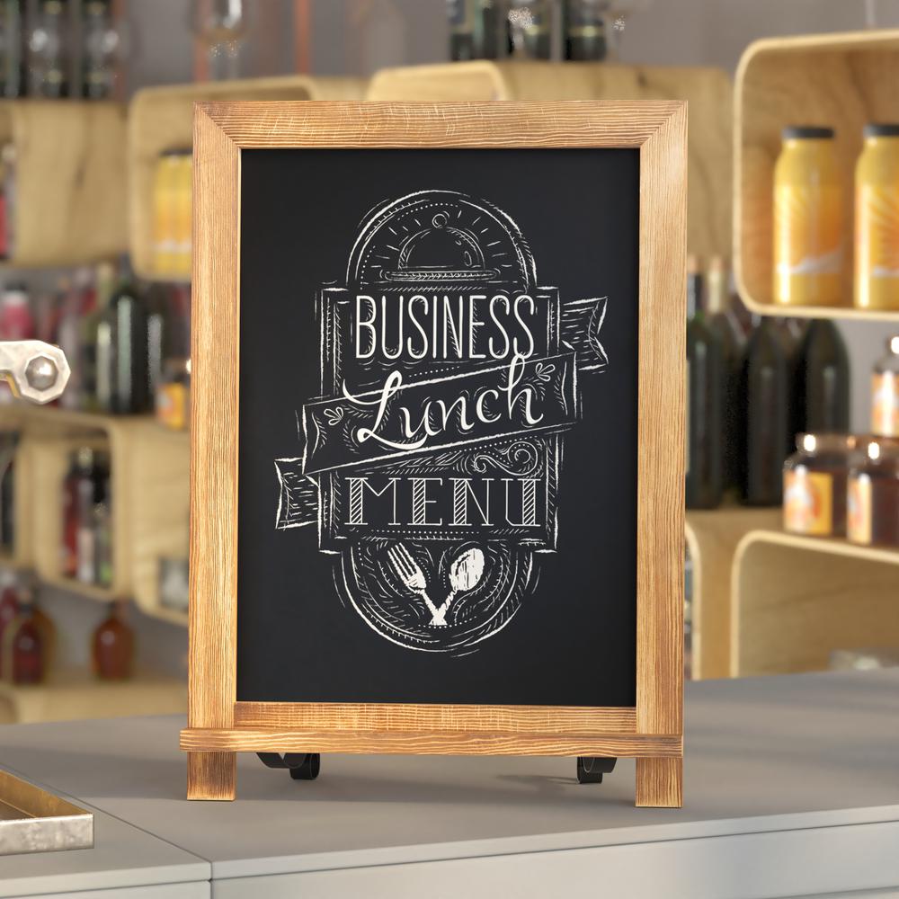12" x 17" Torched Wood Tabletop Magnetic Chalkboard Sign. Picture 1