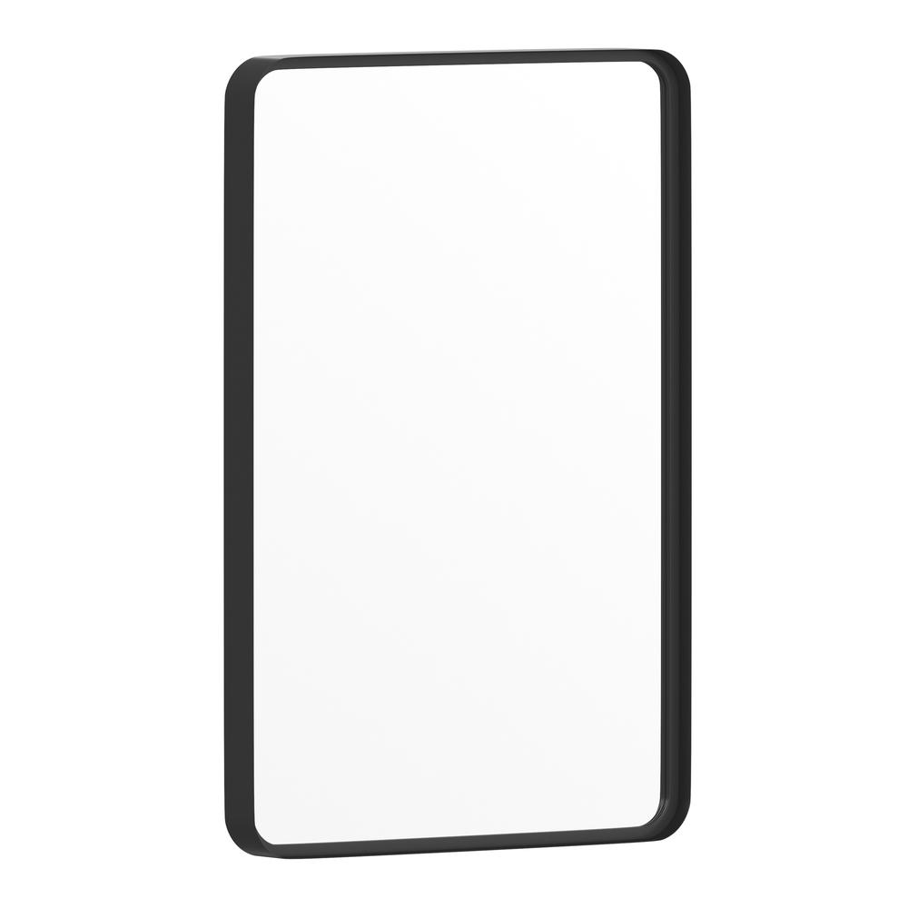 20" x 30" Decorative Wall Mirror - Rounded Corners, Matte Black. Picture 2