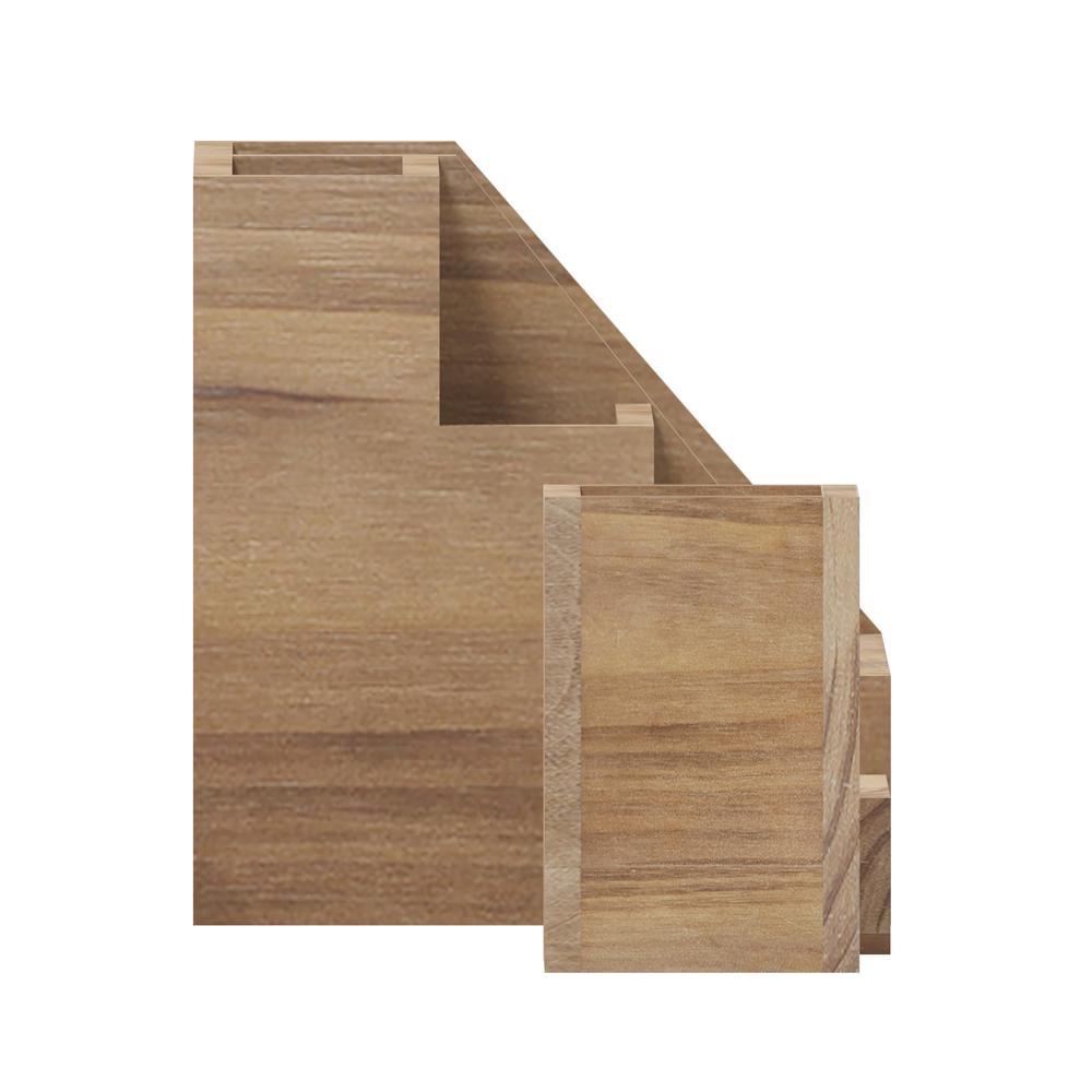 3 Piece Wooden Organizer Set For Desktop, Table Top, or Vanity in Rustic Brown. Picture 10