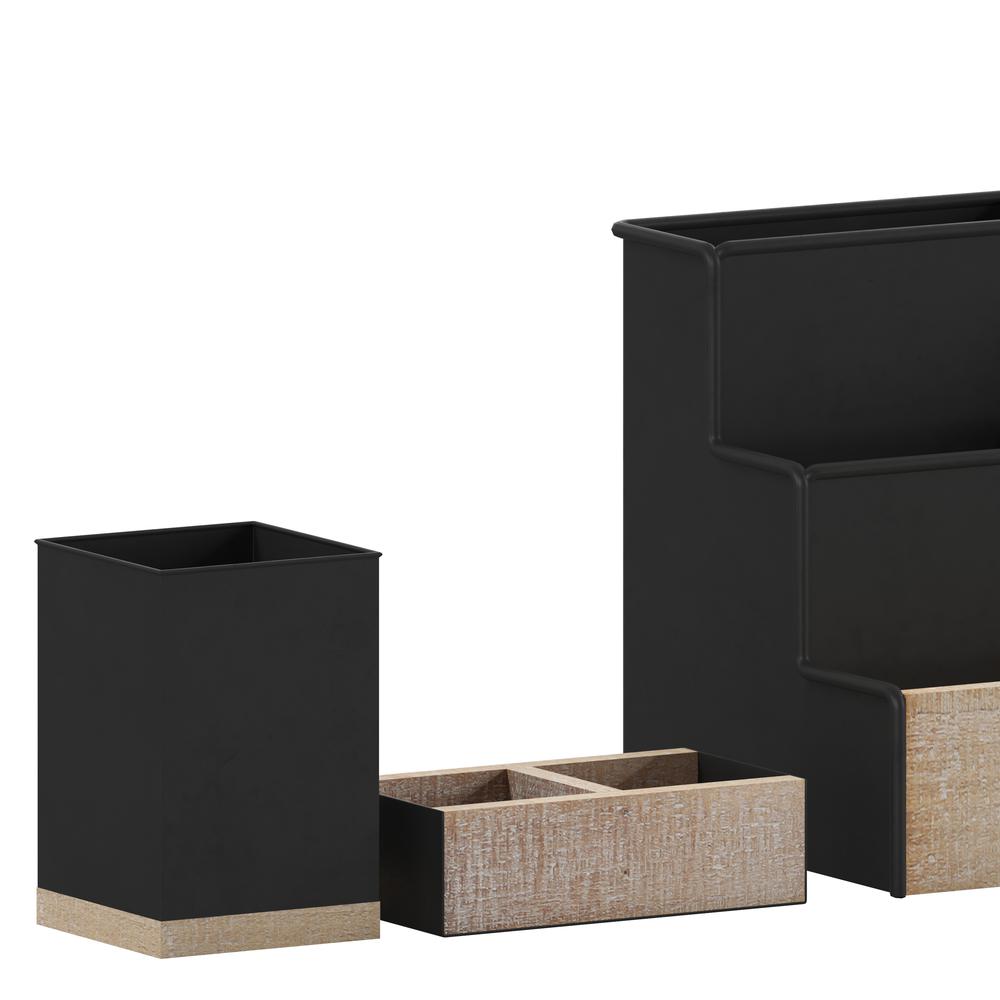 3 Piece Black Finish Metal and Wood Organizer Set. Picture 9
