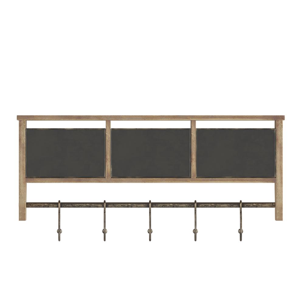 Wall Mounted 24 in Solid Pine Wood Storage Rack with Upper Shelf in Brown. Picture 8