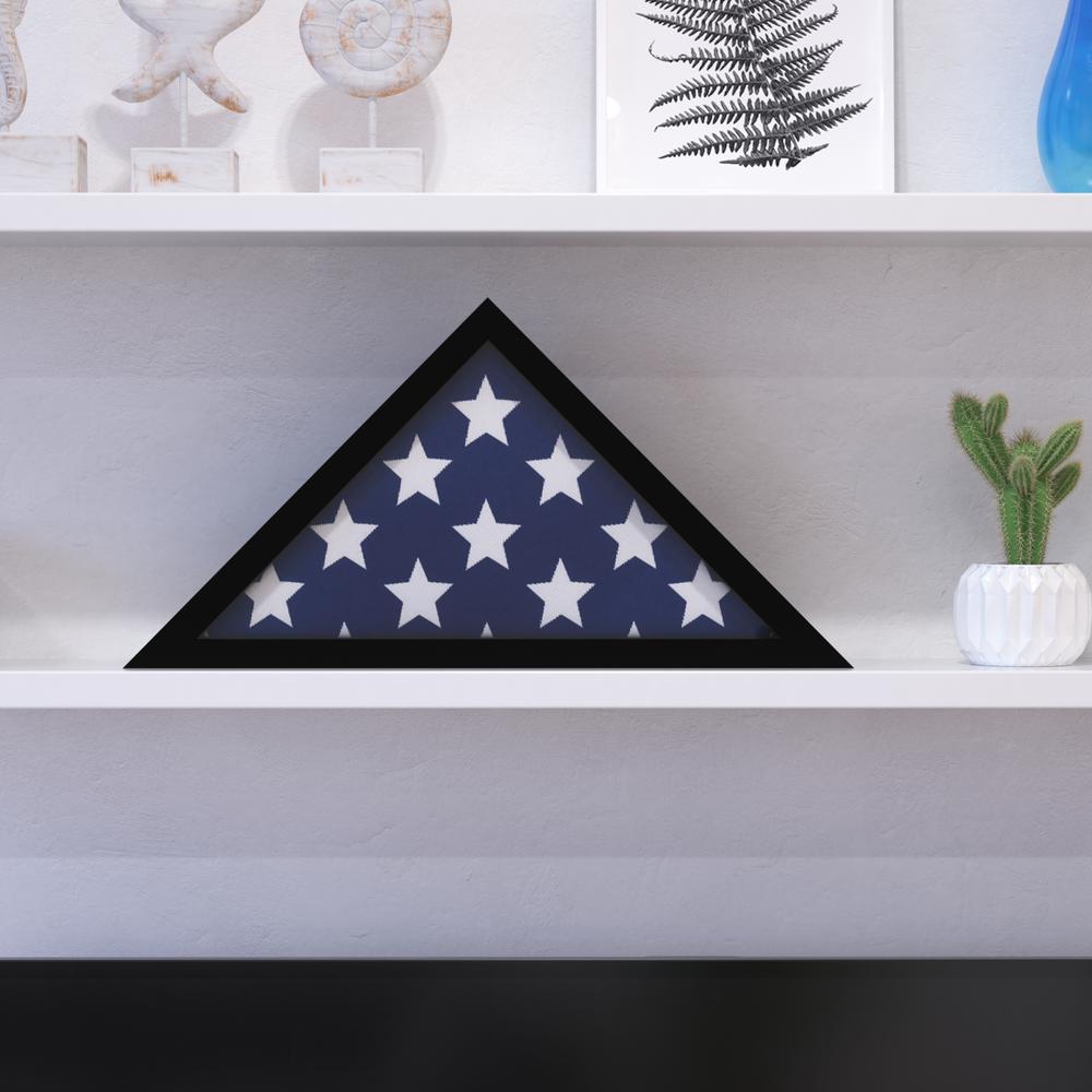 Black Memorial Flag Display Case - Solid Wood Military Flag Display Case. Picture 1