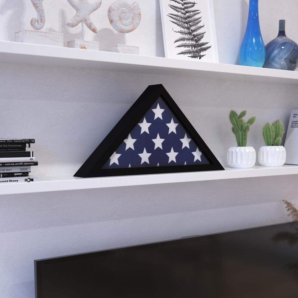 Black Memorial Flag Display Case - Solid Wood Military Flag Display Case. Picture 6
