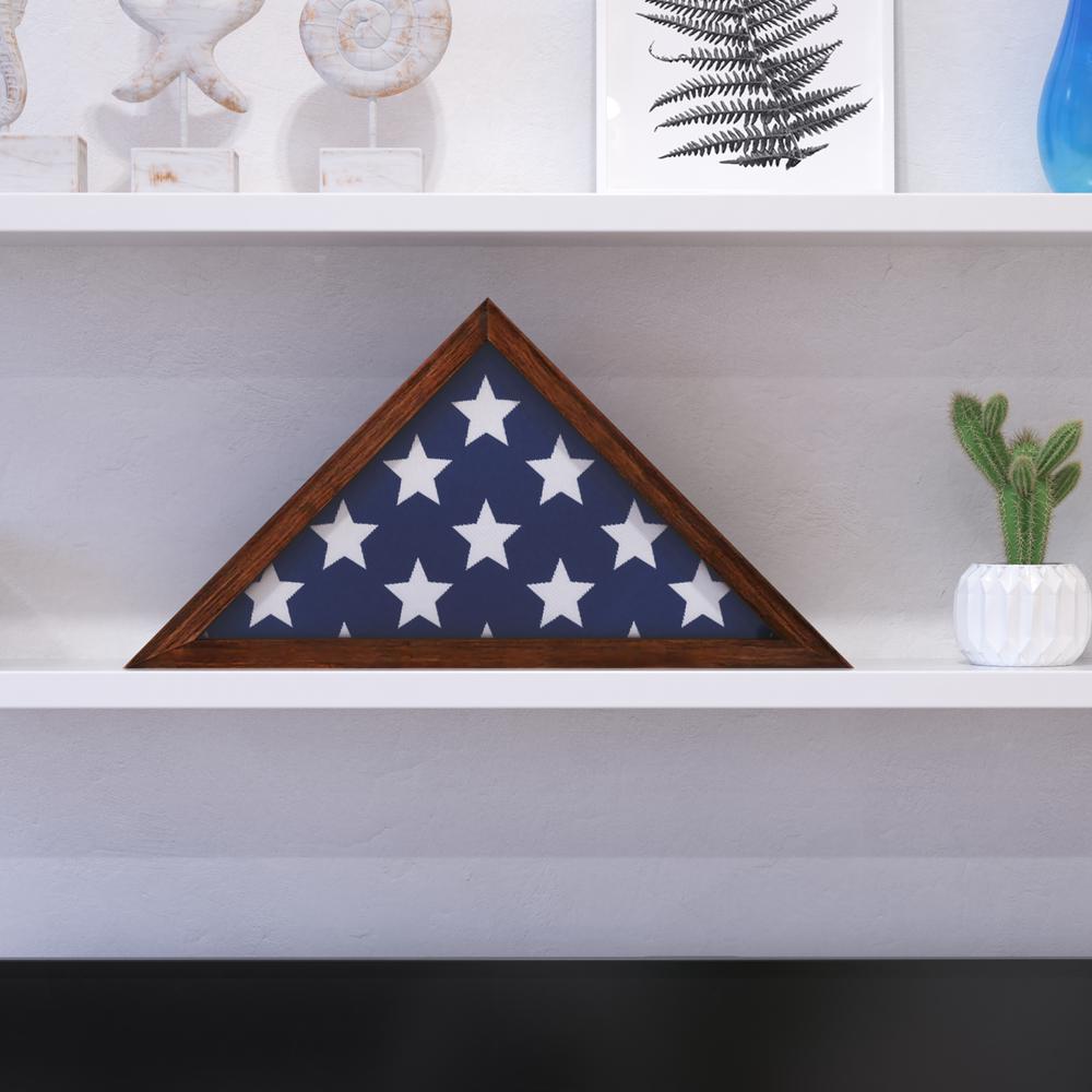 Brown Memorial Flag Display Case - Solid Wood Military Flag Display Case. Picture 1