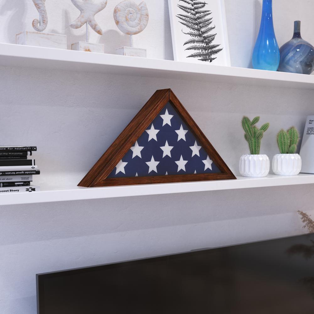 Brown Memorial Flag Display Case - Solid Wood Military Flag Display Case. Picture 6