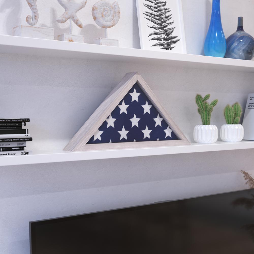 Whitewashed Memorial Flag Display Case - Solid Wood Military Flag Display Case. Picture 6