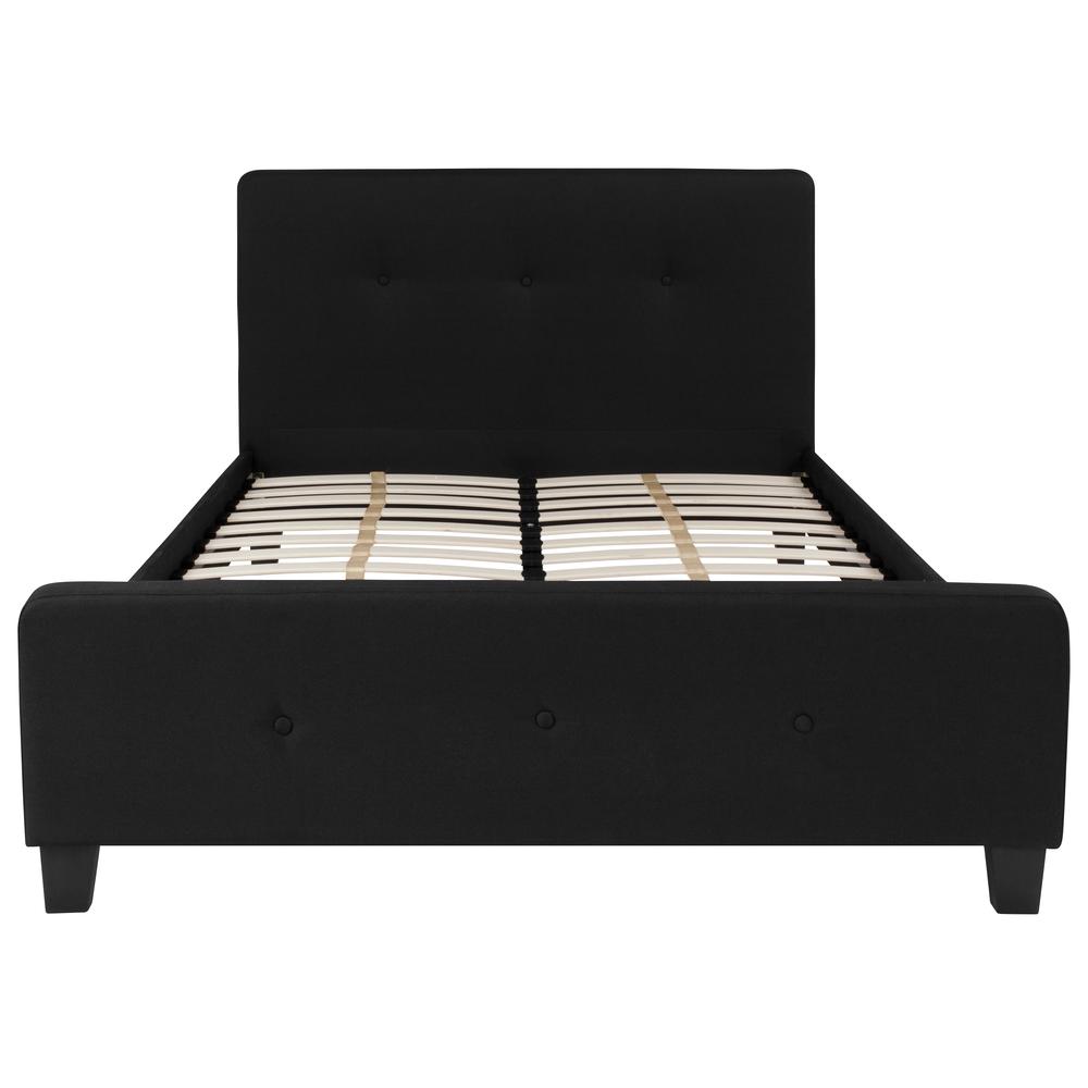 Full Size Tufted Upholstered Platform Bed in Black Fabric. Picture 2