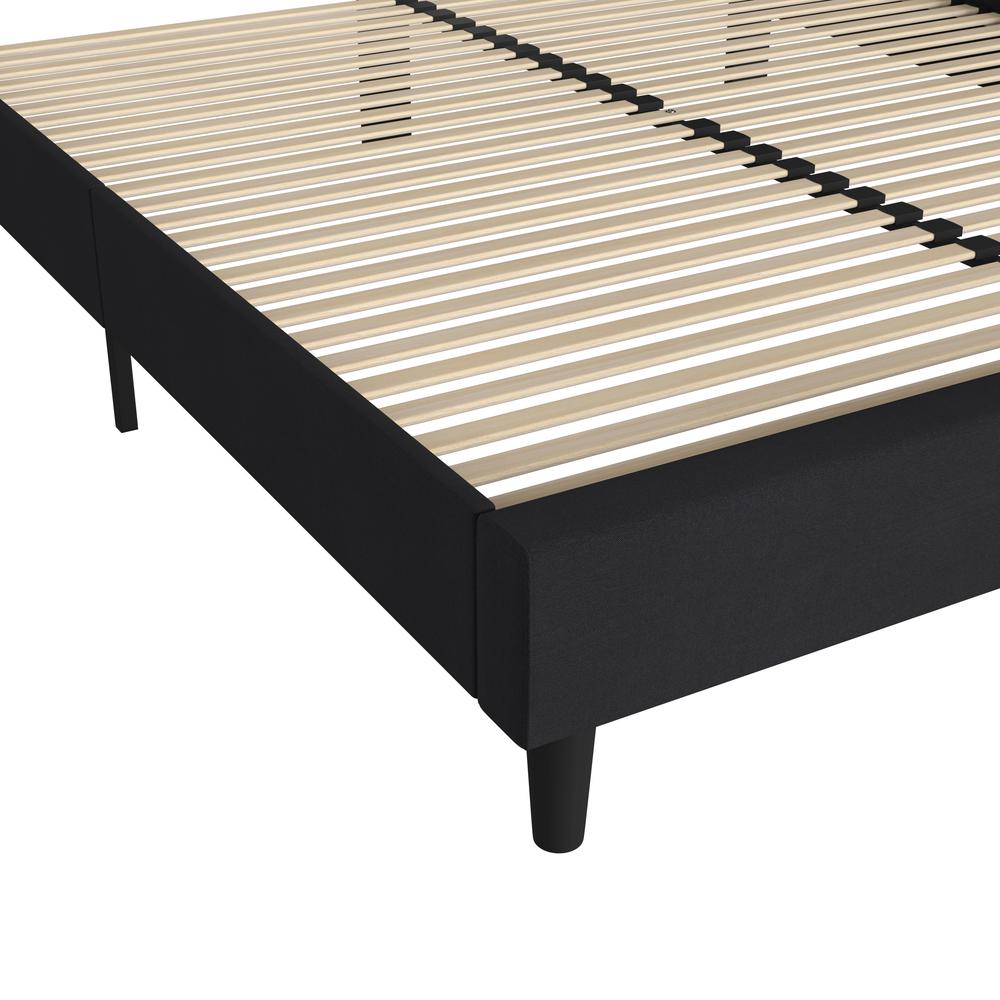Charcoal King Fabric Upholstered Platform Bed - Headboard with Rounded Edges. Picture 7
