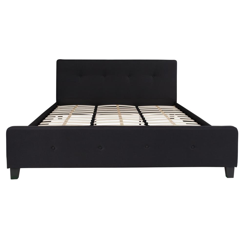 King Size Tufted Upholstered Platform Bed in Black Fabric. Picture 10