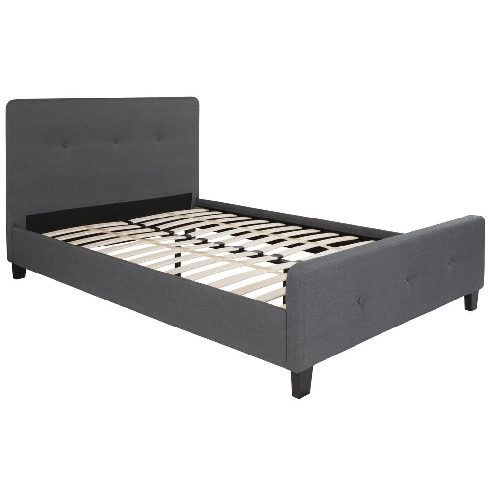 Full Size Tufted Upholstered Platform Bed in Dark Gray Fabric. Picture 7