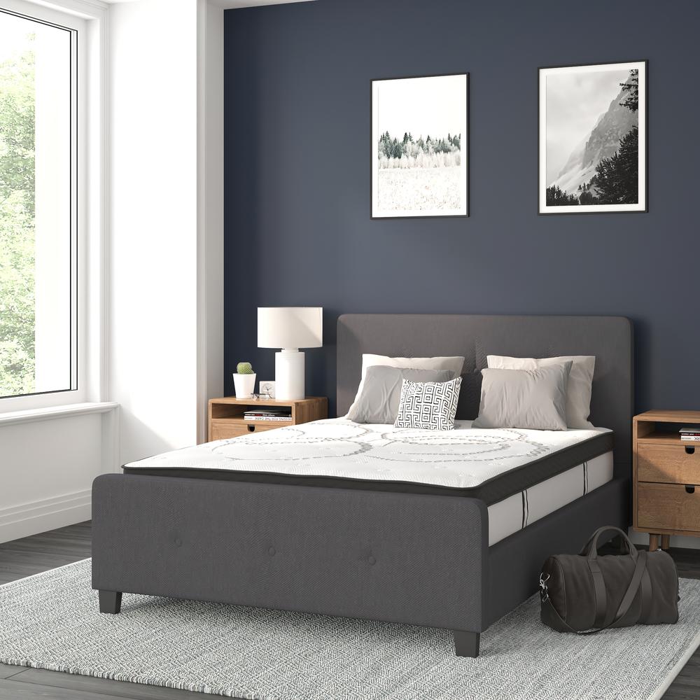 Full Size Tufted Upholstered Platform Bed in Dark Gray Fabric. Picture 2