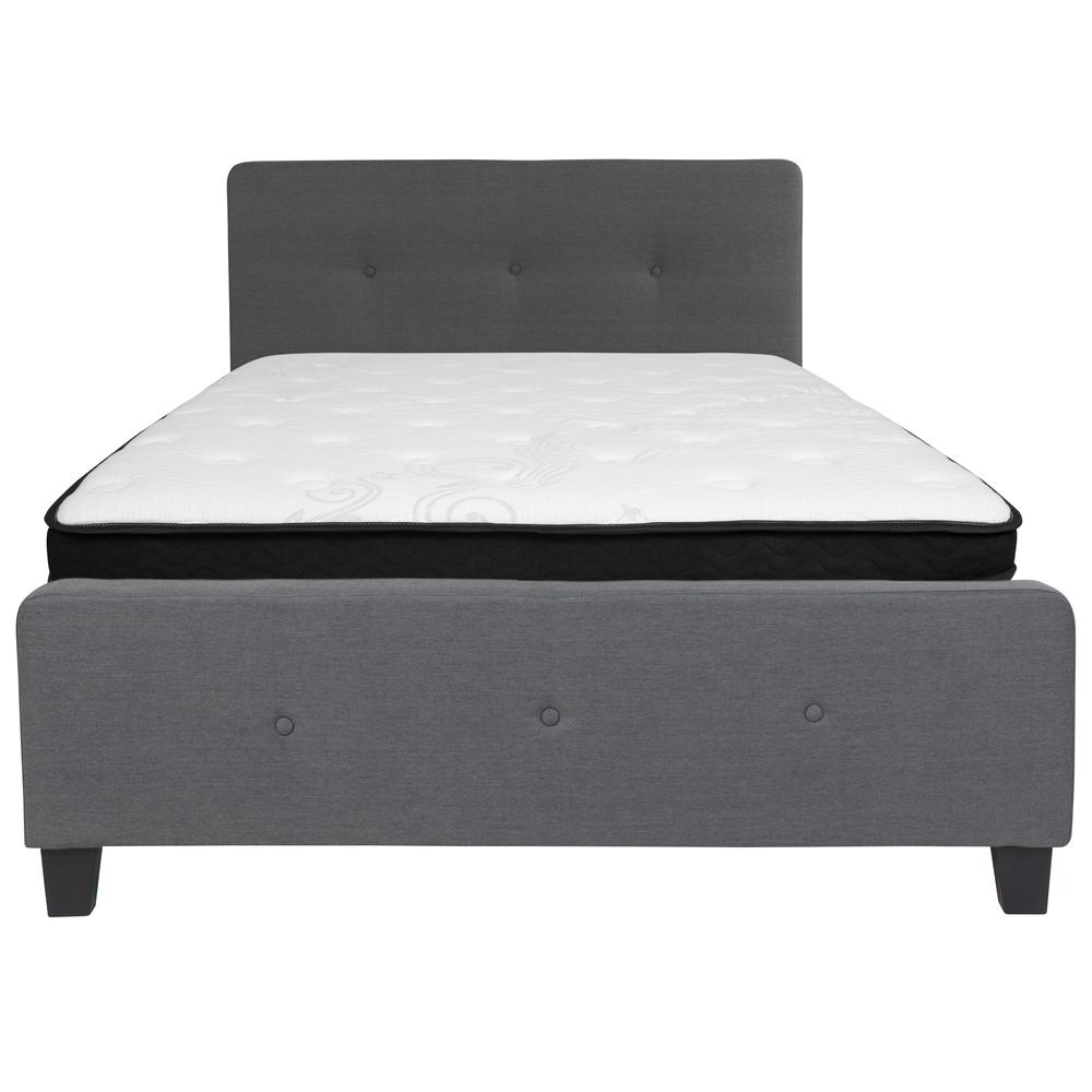 Full Size Platform Bed in Dark Gray Fabric with Memory Foam Mattress. Picture 3