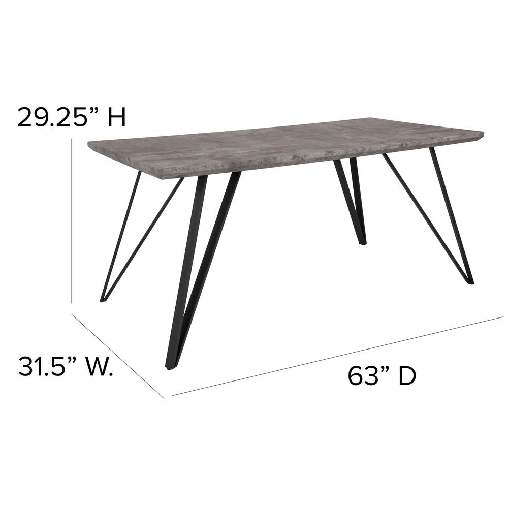 31.5" x 63" Rectangular Dining Table in Faux Concrete Finish. Picture 2