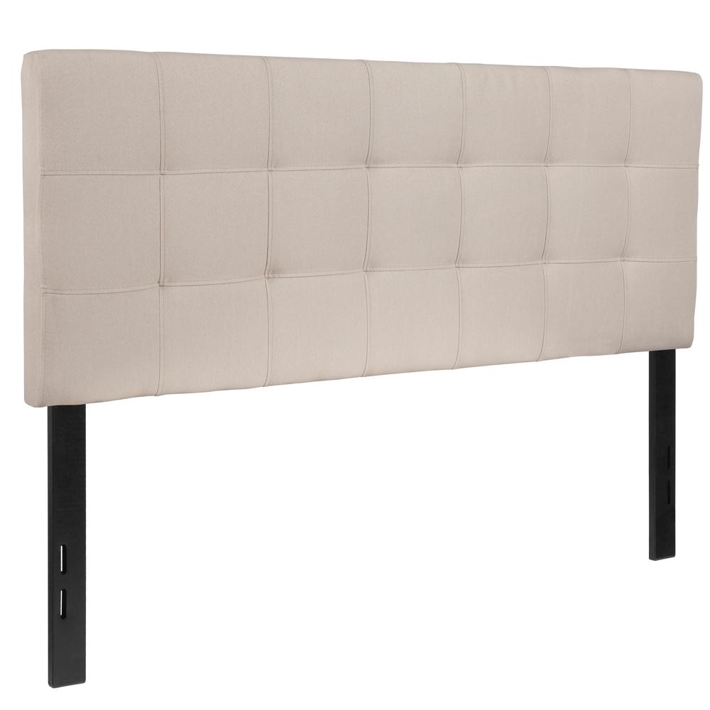 Quilted Tufted Upholstered Full Size Headboard in Beige Fabric. Picture 3