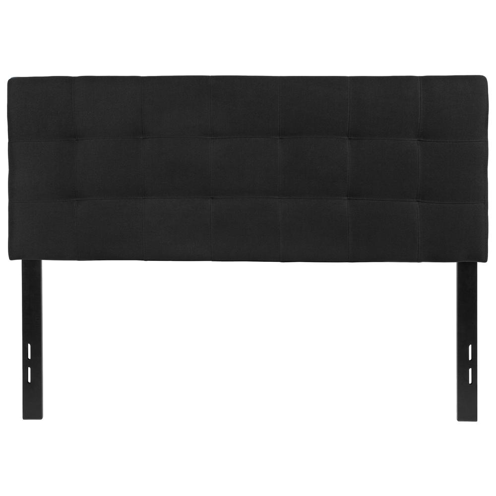 Quilted Tufted Upholstered Full Size Headboard in Black Fabric. Picture 1