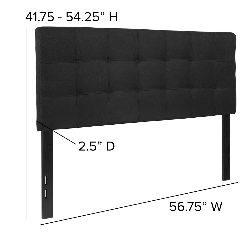 Quilted Tufted Upholstered Full Size Headboard in Black Fabric. Picture 2