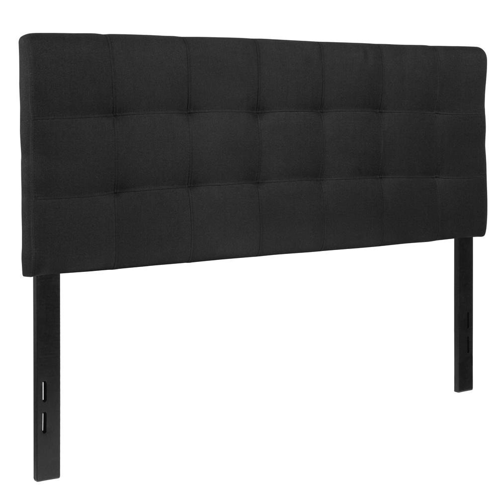 Quilted Tufted Upholstered Full Size Headboard in Black Fabric. Picture 3
