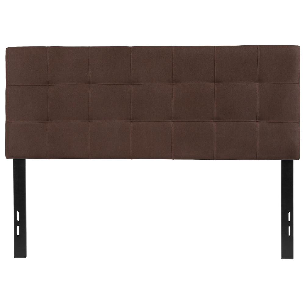 Quilted Tufted Upholstered Full Size Headboard in Dark Brown Fabric. Picture 1