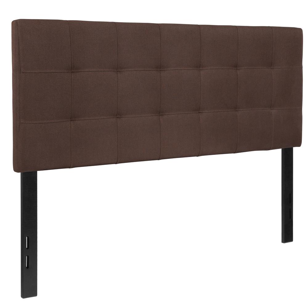 Quilted Tufted Upholstered Full Size Headboard in Dark Brown Fabric. Picture 3